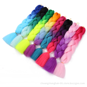Wholesale Best Selling pre stretched synthetic braid extensions two three tones xpression for braids jumbo ombre braiding hair